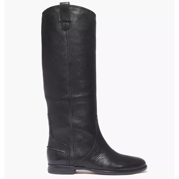 Madewell The Archive Black Leather Riding Equestrian Tall Boots Pull On Sz 5.5 - Picture 7 of 7